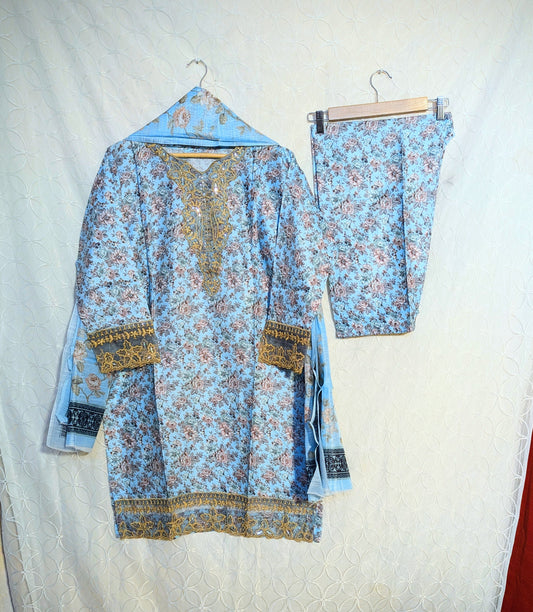 STITCHED 3 PIECE PRINTED LAWN