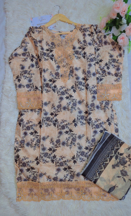 STITCHED 3 PIECE PRINTED LAWN