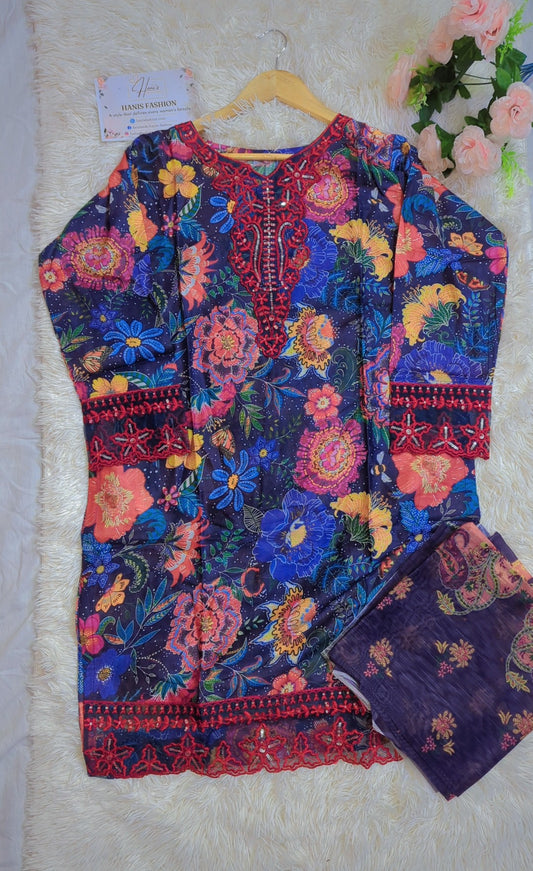 STITCHED 3 PIECE PRINTED LAWN